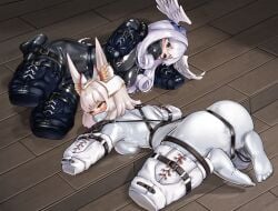 absurd_res ahe_gao all_fours ass bdsm bdsm_gear bdsm_outfit bitchsuit blade_(xenoblade) blue_eyes blush bodysuit bondage bondage_gear bondage_gloves bondage_outfit bound bound_arms bound_legs breasts captured captured_heroine cat_ears cat_girl enslaved enslaved_royal eyes_rolling_back feathered_wings female female_only femsub gag gagged head_wings high_entia latex latex_suit leather mask_gag melia_antiqua multiple_girls multiple_subs nia nipple_bulge nipple_clamps pdream petplay royalty rubber_suit silver_hair submissive submissive_female vibrator vibrator_under_clothes white_hair xenoblade_(series) xenoblade_chronicles_3 yellow_eyes