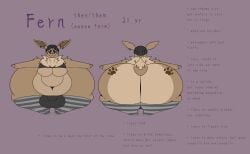anthro ass big_butt big_penis biped bubble_butt character_name clothing digital_drawing_(artwork) digital_media_(artwork) eevee english_text fern_(fernretriever) front_view full-length_portrait generation_1_pokemon genitals hi_res huge_butt huge_cock hyper hyper_butt legwear male model_sheet moobs multicolored_body navel nintendo overweight penis pokemon pokemon_(species) portrait pose rear_view simple_background solo text thick_thighs thigh_highs wide_hips