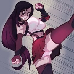 female final_fantasy final_fantasy_vii panties pink_panties rafchu short_skirt solo tifa_lockhart upskirt