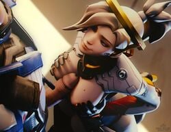 1boy 1girls 3d areolae blender blizzard_entertainment breasts erection female male mercy nipples overwatch paizuri penis soldier_76 straight wunder