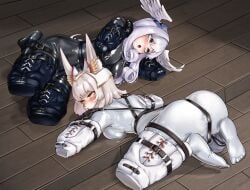 absurd_res ahe_gao all_fours ass bdsm bdsm_gear bdsm_outfit bitchsuit blade_(xenoblade) blue_eyes blush bodysuit bondage bondage_gear bondage_gloves bondage_outfit bound bound_arms bound_legs breasts captured captured_heroine cat_ears cat_girl enslaved enslaved_royal eyes_rolling_back feathered_wings female female_only femsub head_wings high_entia latex latex_suit leather melia_antiqua multiple_girls multiple_subs nia nipple_bulge nipple_clamps pdream petplay royalty rubber_suit silver_hair submissive submissive_female tongue tongue_out vibrator vibrator_under_clothes white_hair xenoblade_(series) xenoblade_chronicles_3 yellow_eyes