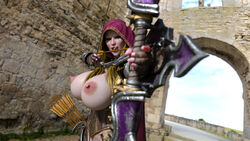 1girls 3d absurdres areolae breasts cjflo female female_only highres huge_breasts looking_at_viewer nipples solo sylvanas_windrunner world_of_warcraft