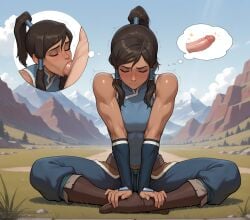 1girls ai_generated child_bearing_hips clothed curvaceous curvaceous_ass curvaceous_body curvaceous_female curvaceous_figure curvaceous_hips curvaceous_thighs curvy curvy_body curvy_female curvy_figure curvy_hips curvy_thighs dark-skinned_female dark_skin embarrassed fellatio female female_focus horny horny_female imagining korra meditation oral_sex penis puffyart solo solo_focus the_legend_of_korra thick thick_hips thick_legs thinking waifu