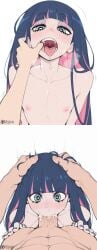 1boy 1femboy after_anal after_sex ai_generated anus ass backsack black_hair blue_bow blue_eyes blue_hair blunt_bangs blush blush_lines blushing_at_viewer bow breasts colored_inner_hair comic completely_nude cum cum_in_ass cum_in_mouth cum_on_ass cum_on_body cum_on_male cumdrip dizzyarts english_text facial femboy feminine feminine_body feminine_male feminine_pose feminization feminized_male gaping genderswap_(ftm) green_eyes hairbow kneepits legs long_hair looking_at_viewer lying male male_only multicolored_hair newhalf nipples nude on_side otoko_no_ko panty_&_stocking_with_garterbelt patreon_logo patreon_username penetrated penetration penis perineum pink_hair pov pov_eye_contact pov_male purple_hair rule_63 solo solo_male spread_anus stocking_anarchy sucking sucking_dick sucking_penis sucking_testicles sucking_tip testicles trap tucked_penis two-tone_hair uncensored