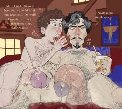 2boys alcohol alcoholic_beverage alcoholic_drink background big_penis black_hair bradley_(mr_shrink) brown_hair cherry comparing_penis curious digital_drawing_(artwork) digital_media_(artwork) discolored_penis displeased drinking drinking_alcohol drinking_glass drinking_straw dripping_precum dumb dumb_male english english_text excessive_precum floppy_cock floppy_old_man_cock gay green_eyes greying_hair greying_temples hairy hairy_balls hairy_male hairy_scrotum hazel_eyes innocent innocent_expression intellectual_disability leaking_precum learning_disability left_handed male male/male male_focus male_only mental_disability mentally_deficient mr_shrink naked old_man old_man_adams older_male orange_slice original original_character original_characters penis penis_difference penis_focus penis_out perspective precum precum_drip precum_string precum_trail pubic_hair receding_hairline relaxation relaxing salt_and_pepper_hair scar scars_on_body thinking_about_another unsatisfied whiskey