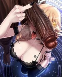 1boy 1girls 2d artist_name big_breasts big_penis black_nails blonde_female blonde_hair blue_eyes blush breast_tattoo breasts cant_see_the_haters choker cleavage cock cock_hungry completely_nude dark-skinned_male dark_skin drooling duo female halo huge_cock imminent_oral interracial kaneko_lumi large_breasts light-skinned_female light_skin lingerie long_fingernails long_nails male male/female middle_finger mouth_open mrfreye24 nude on_knees open_mouth painted_nails penis penis_awe penis_on_face perspective phase_connect qos queen_of_spades saliva tattoo tongue tongue_out unseen_male_face virtual_youtuber