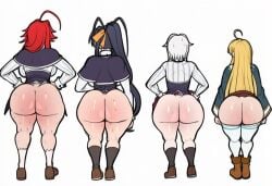 4girls ai_generated akeno_himejima artist_request asia_argento ass ass_bigger_than_head ass_chart ass_focus big_ass big_breasts breasts fat_ass female female_only high_school_dxd hips_wider_than_shoulders huge_ass huge_buttocks koneko_toujou light-skinned_female lineup massive_ass multiple_girls rias_gremory simple_background thick_thighs wide_hips