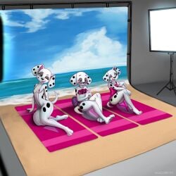101_dalmatian_street 101_dalmatians 1:1 2023 3_toes 4_fingers absurd_res adolescent anthro anthro_female anthro_focus anthro_male anthro_only anthrofied anthropomorphic barefoot beach_towel bikini biped black_eyes black_nose black_spots blush breasts canid canine canis cellphone clothed clothed_anthro clothed_female clothes clothing dallas_(101_dalmatians) dalmatian deja_vu_(101_dalmatians) destiny_(101_dalmatians) detailed_background diacordst disney domestic_canine domestic_dog electronics exposure_variation eyebrows eyelashes eyewear feet female female_anthro female_canine female_dog female_focus female_only film_set fingers floppy_ears frilly frilly_bikini frilly_clothing frilly_swimwear group hands hi_res high_resolution highres hindpaw holding_cellphone holding_object holding_phone holding_smartphone inside magenta_bikini mammal navel one-piece_swimsuit one_eye_closed open_mouth open_smile pawpads paws phone photo_shoot pink_bikini pink_pawpads pink_sling_bikini siblings sisters sitting skimpy skimpy_bikini sling_bikini smartphone smile smiling soles spots spotted_body spotted_fur studio sunglasses sunglasses_on_face swimsuit swimwear tail toes towel trio trio_female trio_focus triple_d_(101_dalmatians) triplets two-piece_swimsuit white_body white_fur young young_anthro young_female