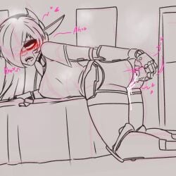 ahe_gao ali_(cute_deth) artist_self-insert artist_signature artist_upload bedroom bent_over blush breathing_heavily cute_deth dildo_in_pussy dildo_penetration emo_hair emo_robot machine machine_girl mechanical robot robot_girl self_insert succubus_horns usb_tail