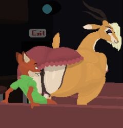 2d 2d_animation animated anthro anthro_on_anthro anthro_penetrated anthro_penetrating anthro_penetrating_anthro anus ass being_watched bouncing_ass bouncing_butt bovid breasts casual casual_free_use casual_nudity casual_sex clothing dialogue disney equine_pussy exhibitionism female female_on_top female_penetrated fox gazelle gazelle_(zootopia) gif gigantic_ass gigantic_butt hooves horns huge_ass interspecies large_ass large_butt larger_female male male/female male_penetrating male_penetrating_female music nick_wilde partially_clothed pixel_animation pixel_art public public_sex puffy_anus pussy reverse_cowgirl_position shoestrang size_difference skirt skirt_up smaller_male source_request strip_club thick_ass thick_thighs vaginal_penetration video watching zootopia zootopia_2