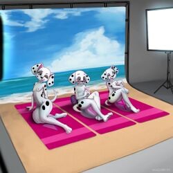 101_dalmatian_street 101_dalmatians 1:1 2023 3_toes 4_fingers absurd_res adolescent anthro anthro_female anthro_focus anthro_male anthro_only anthrofied anthropomorphic barefoot beach_towel biped black_eyes black_nose black_spots blush breasts canid canine canis casual_nudity cellphone dallas_(101_dalmatians) dalmatian deja_vu_(101_dalmatians) destiny_(101_dalmatians) detailed_background diacordst disney domestic_canine domestic_dog electronics exposure_variation eyebrows eyelashes eyewear feet female female_anthro female_canine female_dog female_focus female_only film_set fingers floppy_ears group hands hi_res high_resolution highres hindpaw holding_cellphone holding_object holding_phone holding_smartphone inside mammal naked naked_anthro naked_female navel nipples nude nude_anthro nude_female nudity one_eye_closed open_mouth open_smile pawpads paws phone photo_shoot pink_nipples pink_pawpads siblings sisters sitting small_boobs small_breasts small_tits smartphone smile smiling soles spots spotted_body spotted_fur studio sunglasses sunglasses_on_face sunglasses_only tail toes towel trio trio_female trio_focus triple_d_(101_dalmatians) triplets white_body white_fur young young_anthro young_female