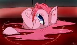 bathing_in_blood bathtub blood bodily_fluids cupcake edgarkingmaker equid equine food friendship_is_magic gore hasbro horse mammal my_little_pony pinkamena_(mlp) pinkamina-diane-pie pinkie_pie_(mlp) pony