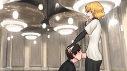 1boy 2d dickgirl domination faceless_male fellatio futa_on_male futa_with_male futadom futadomworld futanari game game_cg intersex mallory_(futadomworld) oral school smile xxxx52