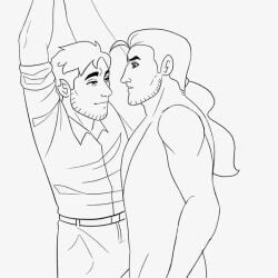 animated diebu dispatch_(game) flambae gay kissing long_hair makeout male male/male male_only muscular muscular_male no_sound ponytail robert_robertson smooth_animation tagme video wholesome yaoi
