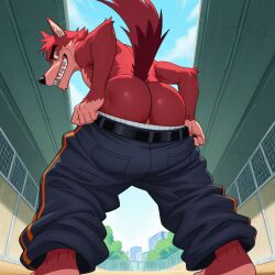 1boy ai_generated anthro ass big_ass canid canine canis civitai decker_(go!_go!_hypergrind) furry furry_only gay go!_go!_hypergrind male male_only mooning randaleous solo video_games wolf yaoi