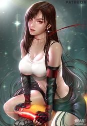 1girls bearwitch breasts cleavage final_fantasy final_fantasy_vii looking_at_viewer pinup solo tifa_lockhart