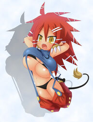 beastmaster_(disgaea) bikini blush breasts cleavage clothing disgaea huge_breasts kakuretenai pointy_ears red_hair swimsuit tail yellow_eyes