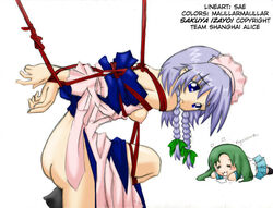 :3 ass bondage breasts churuya maid nyoro~n rope sakuya_izayoi suspension touhou