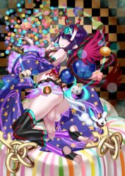 ass back big_ass big_testicles black_hair fate/grand_order fate_(series) futa_only futanari honjou_raita horns oni penis purple_hair shuten_douji_(fate) shuten_douji_(halloween_caster) small_breasts smile testicles