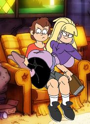 1boy 1girls aged_up alternate_version_available back_view belt big_breasts bimbo black_eyes blonde_hair book boots brown_hair busty caglioro3666 chair detailed_background dipper_pines disney disney_channel disney_xd dress duo ear_piercing earrings eyelashes female front_view gravity_falls half-closed_eyes holding_object hoop_earrings human indoor inside jacket long_hair looking_down male older pacifica_northwest pants purple_dress room shoes short_hair sideboob sitting smooth_skin socks straight teenage voluptuous white_female white_socks wide_hips yellow_hair