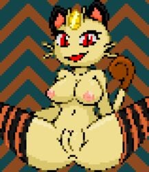 1girls 2019 anthro anthrofied anus areolae ass belly big_ass big_breasts big_ears big_eyes breasts clothing coin eye_contact female female_only furry imactuallygarbage large_ass legwear looking_at_viewer mammal meowth mostly_nude navel nintendo nipples nude open_mouth orange_thighhighs original_character pixel_art pokémon_(species) pokemon pokemon_rgby pokemorph presenting presenting_pussy pussy red_eyes simple_background smile solo spread_legs spreading striped_thighhighs tail thick_thighs thighhighs video_games whiskers white_fur wide_hips