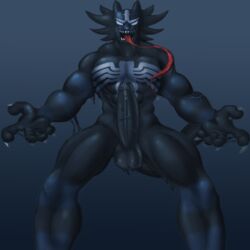 1:1 1boy 2019 abs alien anthro balls black_skin blue_background bodily_fluids claws crossover darksideofdiscovery erection feline fur furry hi_res huge_penis humanoid_penis hybrid incineroar interspecies long_tongue male male_only mammal marvel marvel_comics muscular muscular_male nintendo no_nipples nude open_mouth penis pokémon_(species) pokemon pokemon_(species) pokemon_sm pose red_fur saliva slime smooth_skin solo standing symbiote teeth testicles tongue tongue_out veins veiny_penis venom venom_(marvel) video_games wet white_eyes white_skin