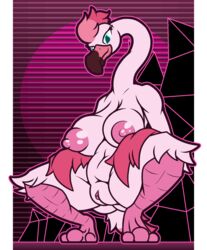 absurd_res anthro avian beak big_breasts bird breasts crouching female flamingo furry furry_only hi_res ikakins nipples nude pussy rayleigh solo thick_thighs wide_hips