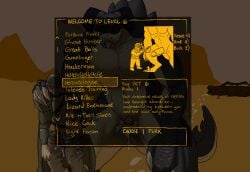 2022 60percentscalie after_sex animal_genitalia anthro armor average_fan_vs._average_enjoyer biped blep bodily_fluids breastplate chad_(meme) clothing coat cum cum_drip deathclaw digital_media_(artwork) dripping duo english_text fallout feral gameplay_mechanics genital_fluids genital_slit genitals headgear heart_symbol helmet horn hud human human_on_anthro interspecies magnifying_glass male male/male mammal meme microsoft penis penis_tip scalie text tongue tongue_out topwear