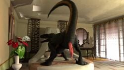 16:9 3d_(artwork) 3d_animation animal_genitalia animal_penis animated anonymous_artist ass bed bedroom bedroom_eyes biped black_body cetacean_genitalia cetacean_penis claws cloaca cloacal_penis digital_media_(artwork) dinosaur dromaeosaurid erection feral furniture genital_slit genitals glistening glistening_body hi_res high-angle_view high_framerate hotel hotel_room indoraptor inside jurassic_park jurassic_world lamp loop male markings narrowed_eyes no_sound on_hind_legs orange_eyes paws penis pink_penis prehistoric_species presenting presenting_hindquarters presenting_penis presenting_to_viewer reptile scalie seductive short_playtime sickle_claw solo standing tagme tapering_penis theropod toe_claws universal_studios video video widescreen yellow_markings