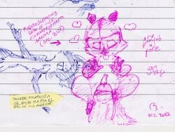 <3 2022 2boys anthro dreamworks dreamworks_animation gay genitals heart-shaped_pupils heart_symbol hearts human male male_only mammal over_the_hedge paramount_pictures penis raccoon ramsatinga rj_(over_the_hedge) sketch spanish_text yaoi
