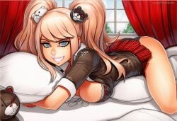 2025 ai_generated artist_name breasts crazyfishbones danganronpa:_trigger_happy_havoc danganronpa_(series) enoshima_junko female large_breasts long_hair skirt smile solo