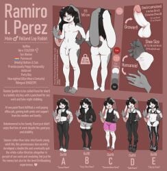 2025 absurd_res anthro ass balls biped bottomwear bra clothed clothing domestic_rabbit english_description english_text erection feet femboy flaccid fur gender_symbol genitals gesture hair hi_res lagomorph leporid lgbt_pride lingerie long_ears long_hair lop_rabbit male mammal model_sheet multicolored_body multicolored_fur navel nude oryctolagus pansexual_pride_colors pants penis pride_colors pronouns rabbit rami_perez shorts solo stirrup_legwear symbol text underwear waving whitelister