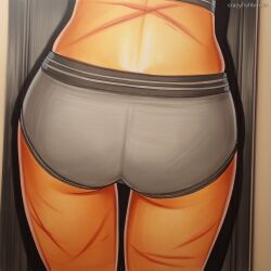 2025 ai_generated artist_name ass ass_focus bubbles_(ppg) close-up crazyfishbones female from_behind head_out_of_frame lower_body pantyhose solo underwear