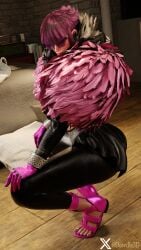 athletic athletic_female busty capcom dawdle3d female female_focus female_only french french_female hourglass_figure manon_legrand pink_hair pinup pinup_pose squatting street_fighter street_fighter_6 tagme wide_hips