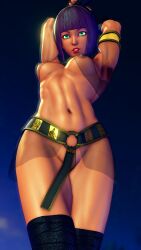 3d areolae athletic athletic_female bob_cut brown_body brown_skin busty ecchi_fighties egyptian egyptian_female female female_focus female_only hourglass_figure menat_(street_fighter) nipples nudity revealing_clothes see-through see-through_clothing short_hair skimpy skimpy_clothes street_fighter street_fighter_v tagme wide_hips