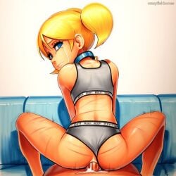 1boy 2025 ai_generated artist_name ass blonde_hair blue_eyes bubbles_(ppg) clothing_aside crazyfishbones female penis sex straight