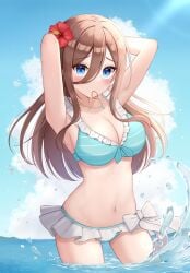 1girls armpit armpit_peek armpits bare_armpits bare_arms bare_belly bare_chest bare_hands bare_hips bare_legs bare_midriff bare_navel bare_shoulders bare_skin bare_thighs belly belly_button bikini bikini_bottom bikini_only bikini_top blue_background blue_bikini blue_bikini_bottom blue_bikini_top blue_eyes blue_eyes_female blue_sky blue_string_bikini blue_swimsuit blue_swimwear blush blush_face blushing_at_viewer blushing_female breasts brown_eyebrows brown_hair brown_hair_female busty busty_female busty_girl busty_teen cleavage clouds collarbone curvaceous curvaceous_body curvaceous_female curvaceous_figure curvaceous_hips curvaceous_teen curvy curvy_body curvy_female curvy_figure curvy_hips curvy_teen day daylight daytime elbows embarrassed embarrassed_expression embarrassed_female exposed_armpits exposed_arms exposed_belly exposed_chest exposed_hips exposed_legs exposed_midriff exposed_navel exposed_shoulders exposed_skin exposed_thighs female female_focus female_only fingers flower flower_hair_ornament flower_in_hair flower_on_head go-toubun_no_hanayome groin hair_between_eyes hair_ornament hairless_armpits halterneck hand_behind_head hands_behind_head high_resolution high_school_student highres horizon hourglass_figure large_breasts lean_figure long_hair looking_at_viewer midriff nakano_miku narrow_waist navel necklace ocean outdoor outdoors outside school_girl sea seaside shame shaved_armpits shoulders simple_background sky slender_body slender_waist slim_waist smooth_armpits solo standing string_bikini swimsuit swimwear teen_girl teenage_girl teenage_tits teenager thighs upper_body wide_hips young_female young_woman yukiunag1