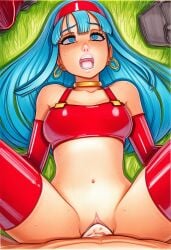 1boy 2025 ai_generated artist_name bra_(dragon_ball) crazyfishbones female long_hair penis sex solo_focus straight thighhighs