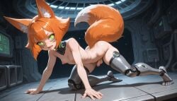 1futa ai_generated all_fours android animal_ear_fluff animal_ears animal_tail areolae artificial_eye bangs black_legwear black_thighhighs bob_cut breasts clothing collar cyborg facial_mark fangs flipped_hair footwear foreskin fox_ears fox_girl fox_tail futanari glowing_eyes green_eyes hi_res highres intersex joints legwear looking_at_viewer male mechanical_arms mechanical_legs mechanical_parts navel nipples nude open_mouth orange_hair original otoko_no_ko penis prosthesis prosthetic_leg puffy_areolae robot robot_joints sharp_teeth short_hair small_breasts solo tail teeth testicles thighhighs trap