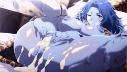 after_sex after_vaginal animated animated_gif anus areolae ass blue_eyes blue_hair blue_skin blush blushing blushing_at_viewer breasts breath clitoral_hood clitoris completely_nude cracked_skin cum cum_drip cum_dripping cum_in_pussy cum_inside cum_on_anus cum_on_ass cum_on_body cum_on_lower_body cum_pool cumdrip cumpool doll_joints elden_ring feet feet_out_of_frame female fromsoftware gif hairband large_breasts leaking_cum legs_up looking_at_viewer nipples nude on_back on_bed one_eye_closed overflow overflowing_cum pillow pussy ranni_the_witch shaved_pussy smile solo spread_legs spread_pussy spreading tagme theobrobine