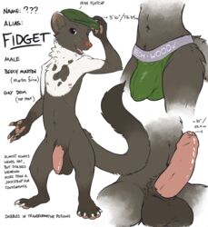 2019 5_fingers 5_toes anthro detailed_background fur humanoid_penis long_foreskin male mammal marten model_sheet mustelid musteline penis smile solo toes uncut unimpressive