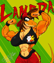abs biceps breasts female jack_hoo_(artist) muscles muscular muscular_arms muscular_female muscular_legs muscular_thighs pecs reptile tail