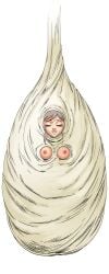 blue_background breasts brown_hair cg closed_eyes easter_fairy_(hentai_heroes) facing_viewer fairy_(hentai_heroes) female hentai_heroes kinkoid long_hair medium_breasts nipples nude official_art parody short_hair simple_background smile solo what