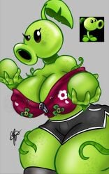 1girls anthro anthrofied ass blover_(pvz) breasts female flora_fauna peashooter_(pvz) plant plant_girl plant_humanoid plantie plants_vs._zombies plants_vs_zombies popcap_games pussy yukirita