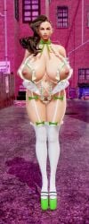 3d aikawa_aiko areolae big_breasts black_hair brazilian brazilian_female breasts busty capcom female female_focus female_only hourglass_figure huge_breasts large_breasts laura_matsuda long_hair maid maid_uniform nipples outdoors outside revealing_clothes skimpy skimpy_clothes street_fighter tagme wide_hips