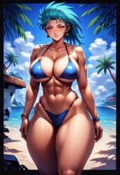 ai_generated beach bikini breasts civitai gigantic_breasts huge_breasts large_breasts ryoko_hakubi self_upload tenchi_muyo! toned_body toned_female