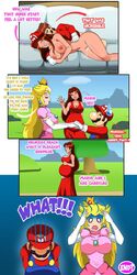 1boy 2girls breasts cum cum_in_pussy cum_inside dlobo777 earrings english_text female impregnation male mario mario_(series) nintendo pauline pregnant princess_peach sex super_mario_odyssey tagme text