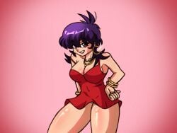 90s anime anime_girl anime_style bedroom_eyes big_ass big_breasts blush dress huge_ass huge_breasts jewelry lipstick long_hair oiled oiled_ass oiled_breasts oiled_skin panties purple_eyes purple_hair red_dress red_lipstick retro_artstyle rule_63 seductive sexy_pose shiny_skin smirk sparkles thick_thighs thighs thighs_bigger_than_head voluptuous voluptuous_female