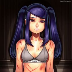 2025 ai_generated artist_name bra breasts cleavage crazyfishbones female jill_stingray long_hair medium_breasts purple_eyes purple_hair solo twintails