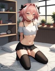 1femboy ai ai_generated astolfo_(fate) boy fate/grand_order fate_(series) femboy gay smirk smirking smirking_at_viewer tease teasing teasing_viewer